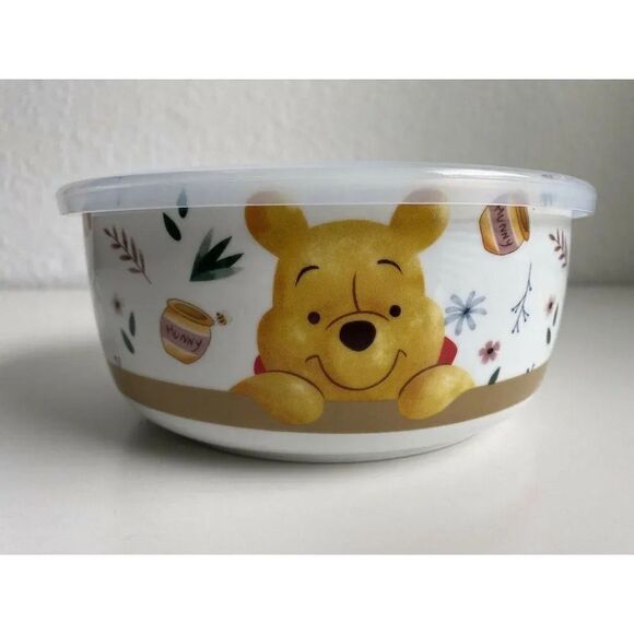Disney Winnie The Pooh Honey Pot Flowers Pressure Lid Food Container Bowl NEW - Picture 1 of 8